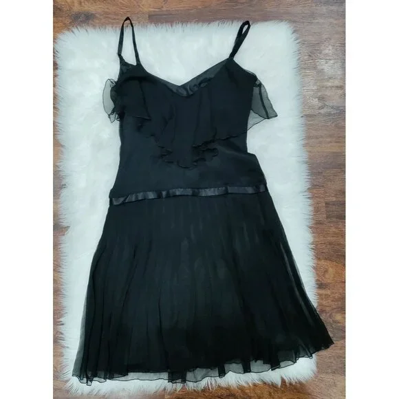 Laundry By Shelli Segal Whimsy Goth Twee Ribbon Waist Silk Dress Women's Size 2 - Picture 4 of 10